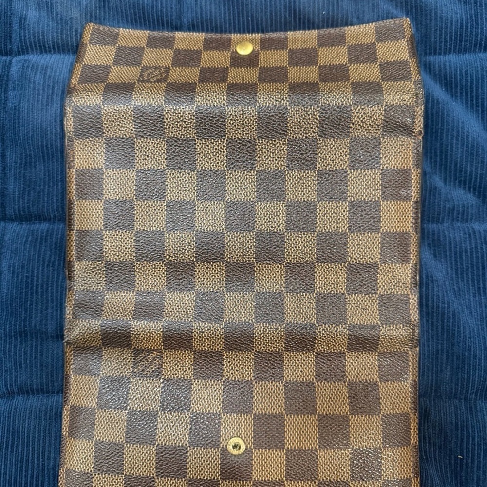 Lv monogram Checkered Brown wallet / crossbody insert with Gold Chain authentic